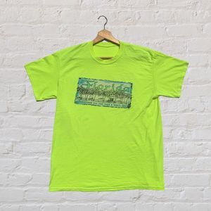Vintage Florida Beach Faded Graphic Yellow T-shirt Size Large